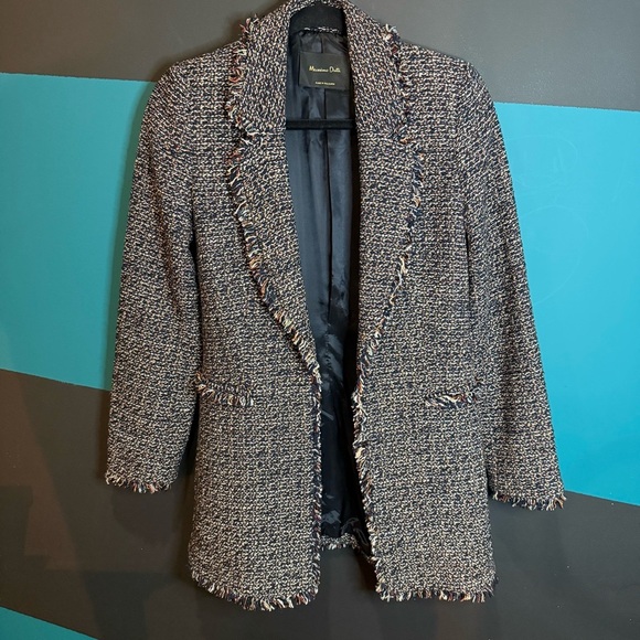 Massimo Dutti Black and Gray Blazer with Notched Lapel - Picture 9 of 13